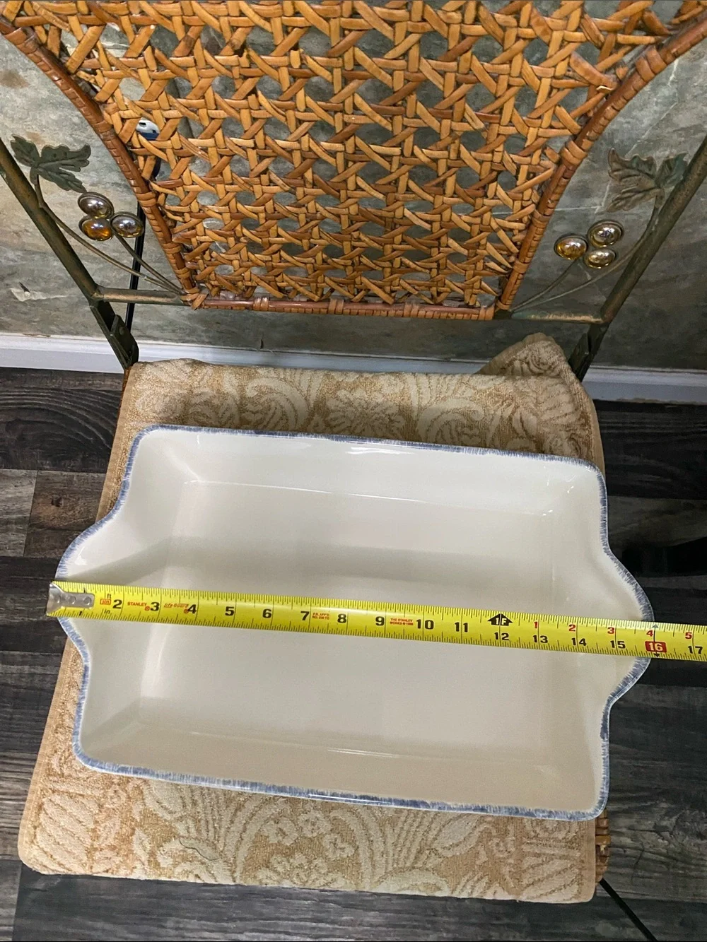 Mr. food blue Harbor Ceramic lasagna rectangular baking dish handles rare
